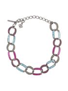 Oscar De La Renta Embellished Chain Link Necklace, Women's, Pewter