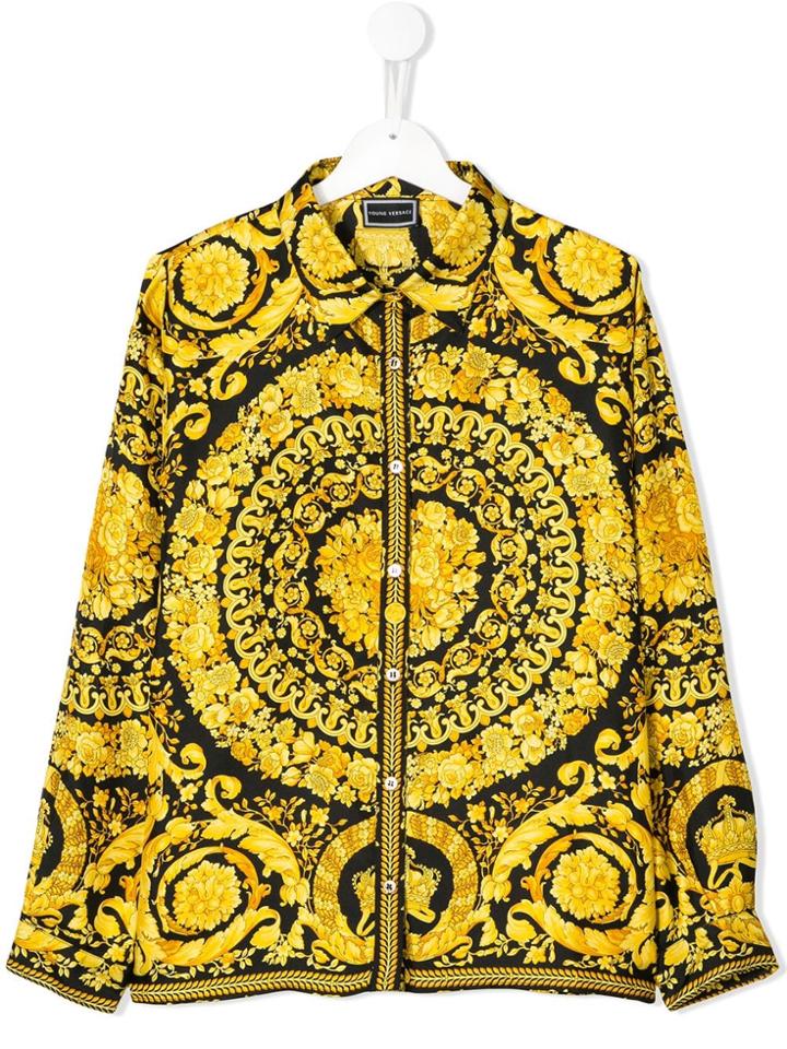 Young Versace Teen Baroque Print Shirt - Black