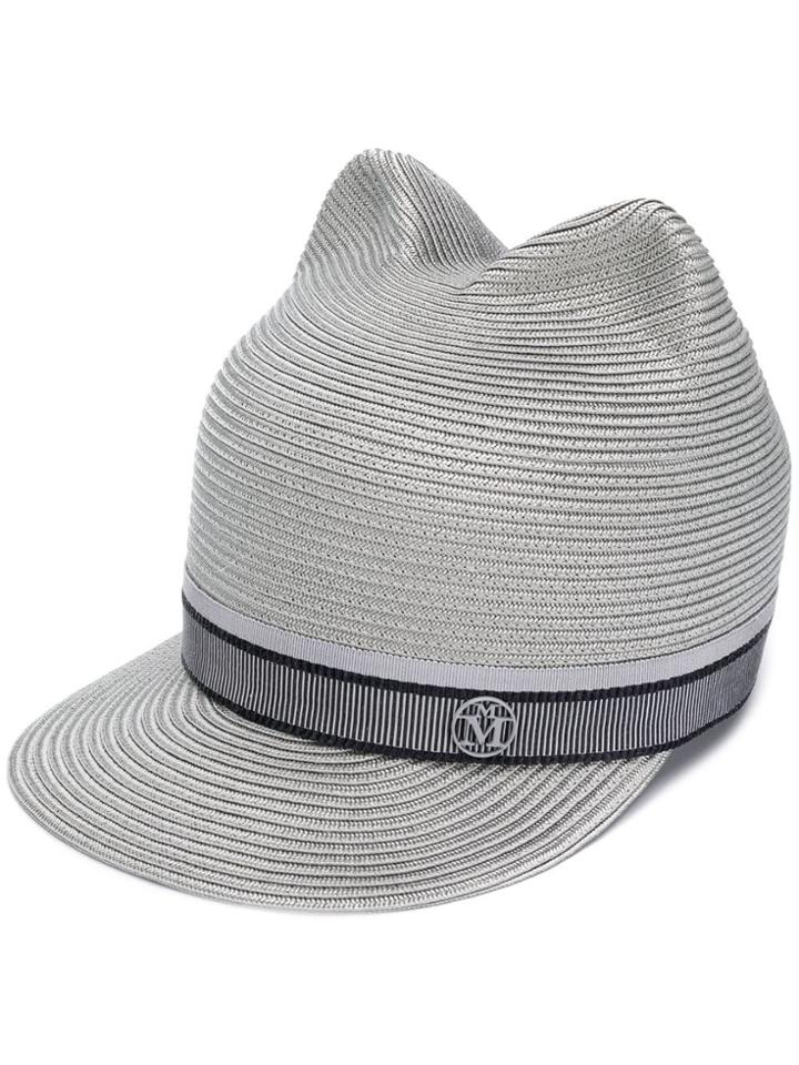 Maison Michel Jamie Straw Cap - Grey