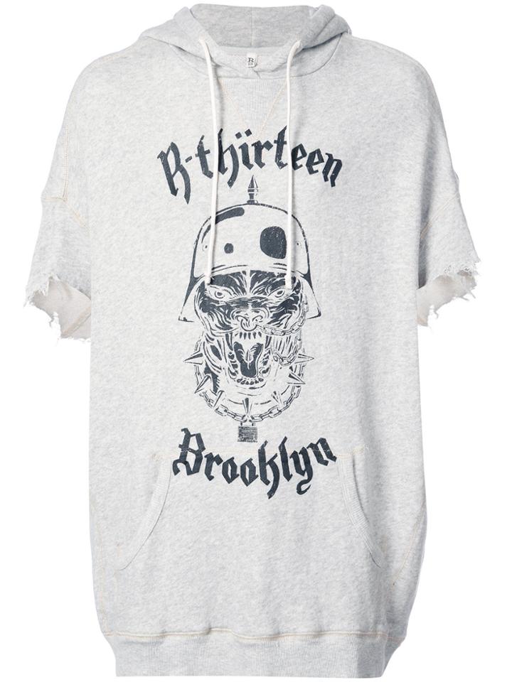 R13 Short-sleeve Hooded Top - Grey