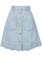Sea Button-up Skirt - Blue