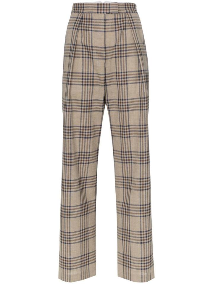 Wright Le Chapelain Check Print High-waisted Straight Leg Woollen