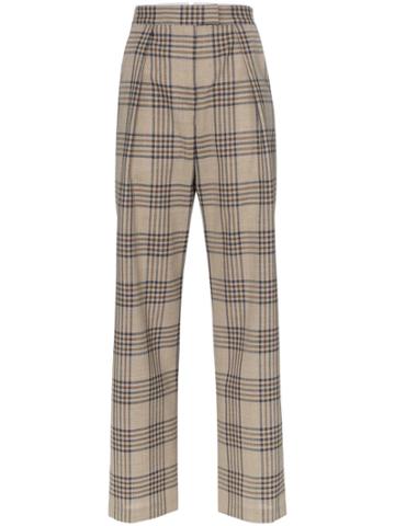Wright Le Chapelain Check Print High-waisted Straight Leg Woollen