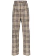 Wright Le Chapelain Check Print High-waisted Straight Leg Woollen