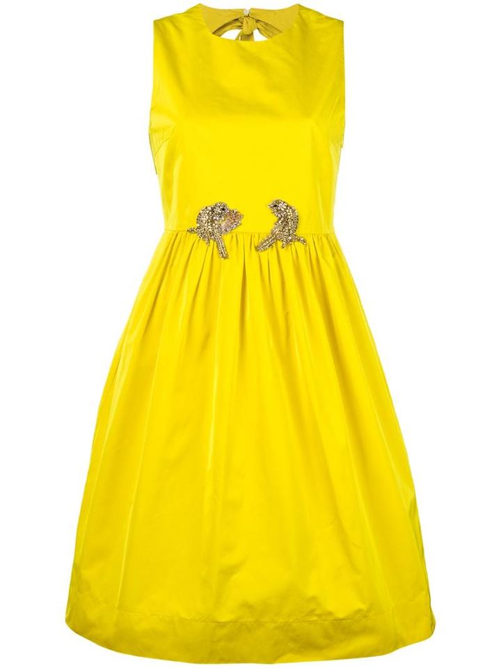 No21 Sleeveless Flared Dress, Women's, Size: 42, Yellow/orange, Polyester