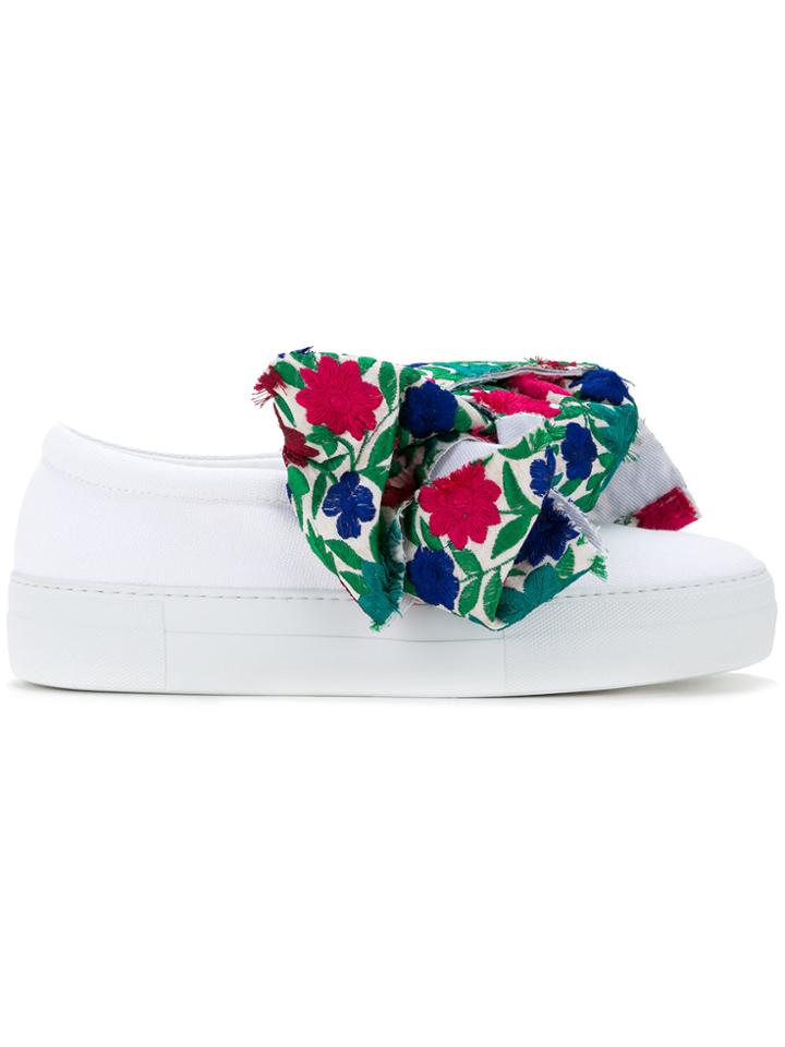 Joshua Sanders Floral Bow Slip-on Sneakers - White
