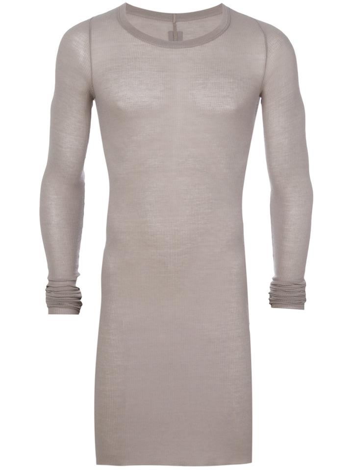 Rick Owens Long Ribbed Top - Grey
