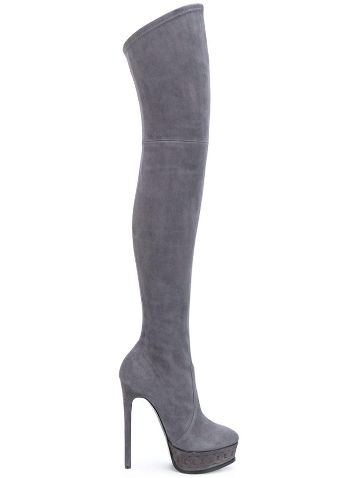 Casadei Thigh Length Platform Boots - Grey