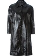Marc Jacobs Single Breasted Pleather Coat, Women's, Size: 4, Black, Silk/cotton
