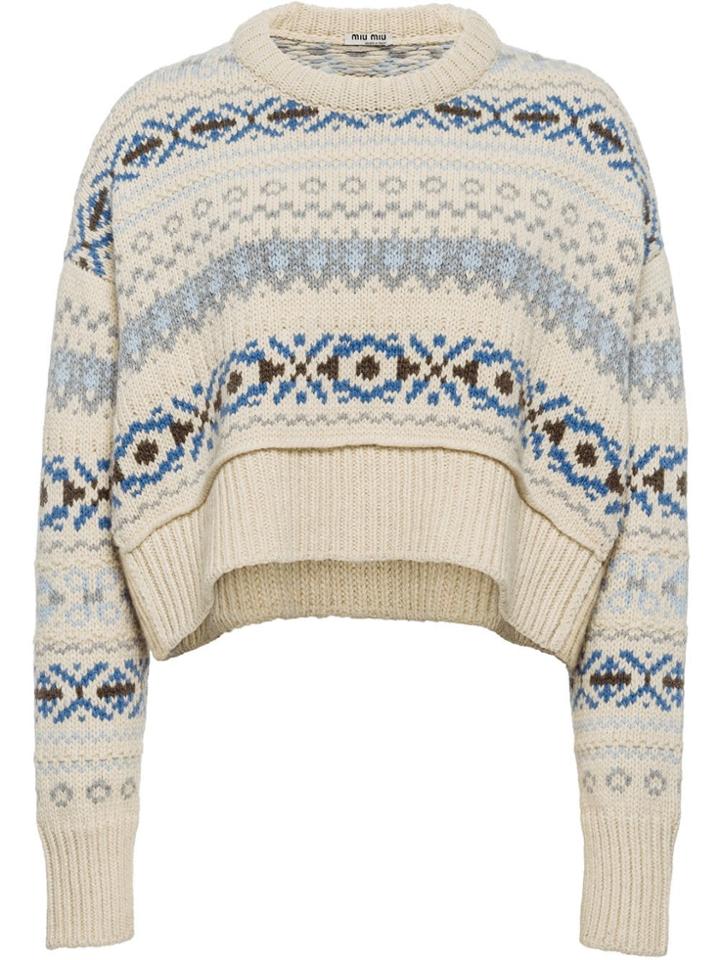 Miu Miu Jacquard Knit Jumper - Neutrals