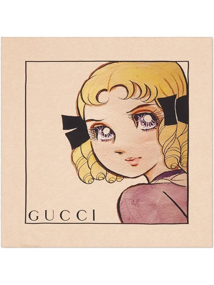 Gucci Foulard In Seta Con Stampa Viva! Volleyball - Nude & Neutrals