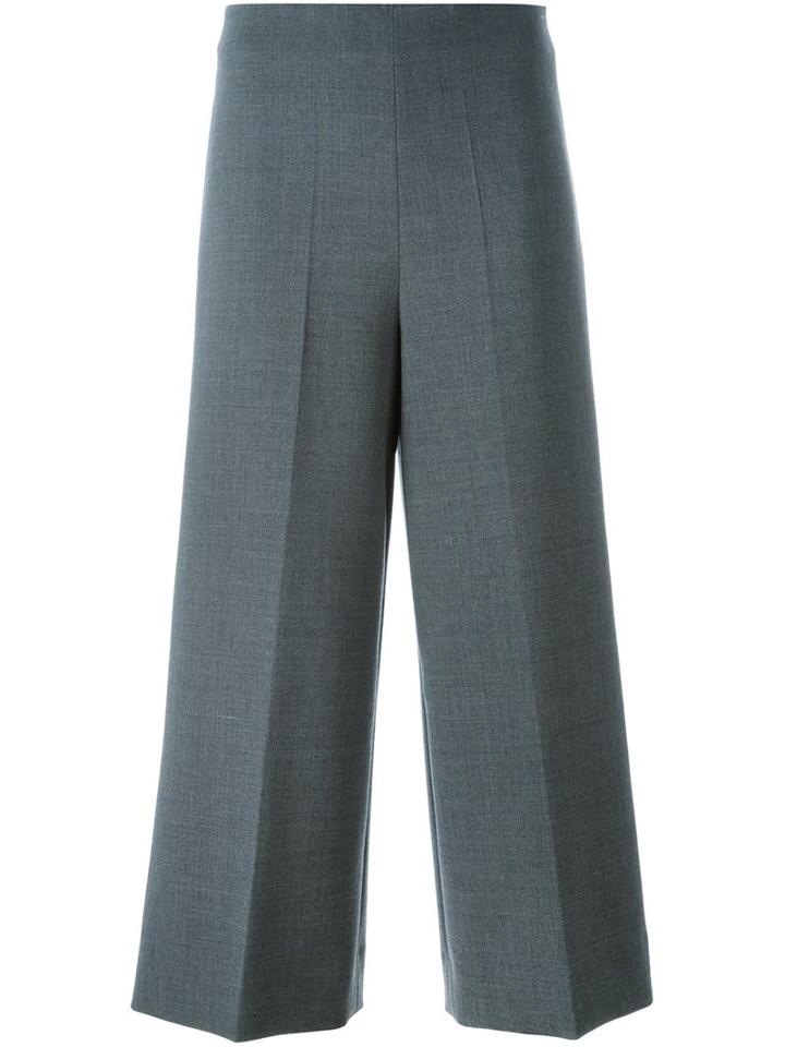 Erika Cavallini Cropped Wide Leg Trousers, Women's, Size: 38, Grey, Polyester/spandex/elastane/virgin Wool