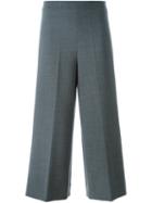 Erika Cavallini Cropped Wide Leg Trousers, Women's, Size: 38, Grey, Polyester/spandex/elastane/virgin Wool