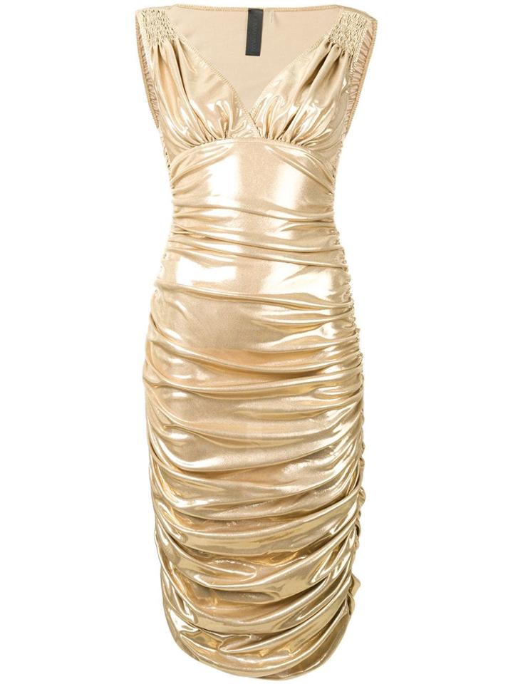 Norma Kamali Metallic Ruched Dress - Gold