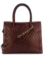 Chanel Vintage Chevron Quilted Tote Bag - Red