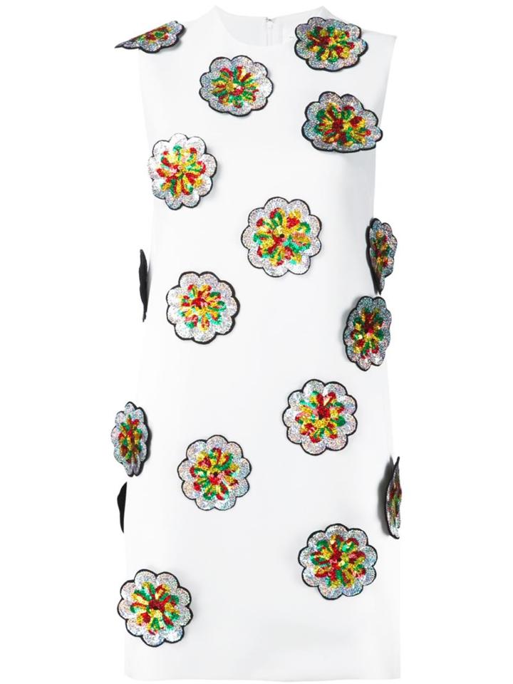 Victoria Victoria Beckham Sequin Embellished Shift Dress, Women's, Size: 10, White, Polyester/sequin