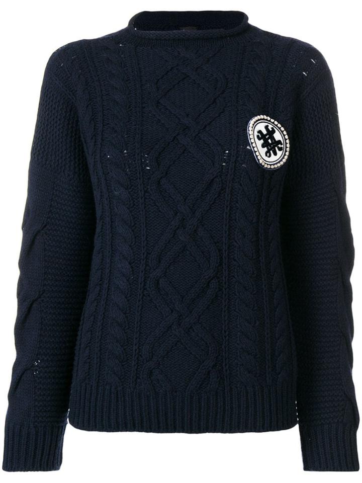 Mr & Mrs Italy Logo Cable-knit Sweater - Blue