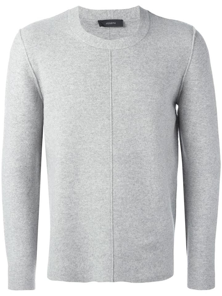 Joseph Stitch Detail Jumper, Men's, Size: Large, Grey, Wool