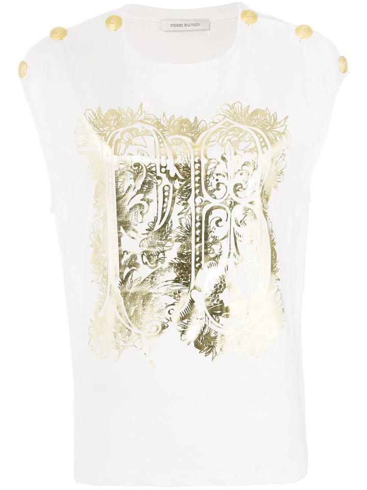 Pierre Balmain Pb Logo Printed Tank Top - White