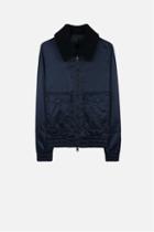 Ami Alexandre Mattiussi Shearling Collar Zipped Jacket, Men's, Size: Medium, Blue, Polyamide
