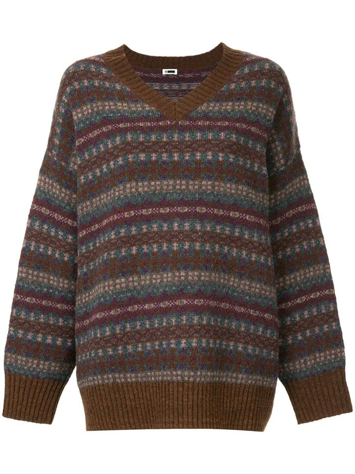 H Beauty & Youth Fairisle Knitted Sweater - Pink & Purple