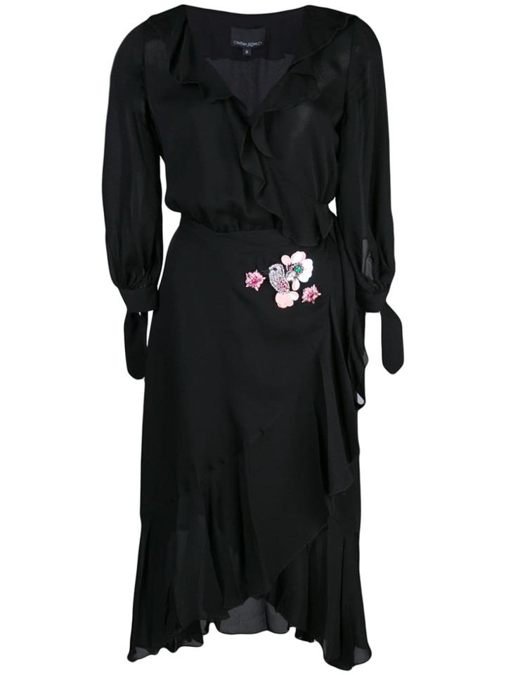 Cynthia Rowley Genevieve Ruffle Wrap Dress - Black