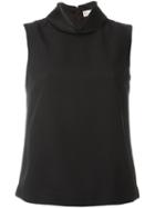 Red Valentino Mock Neck Sleeveless Top, Women's, Size: 46, Black, Acetate/viscose/polyester