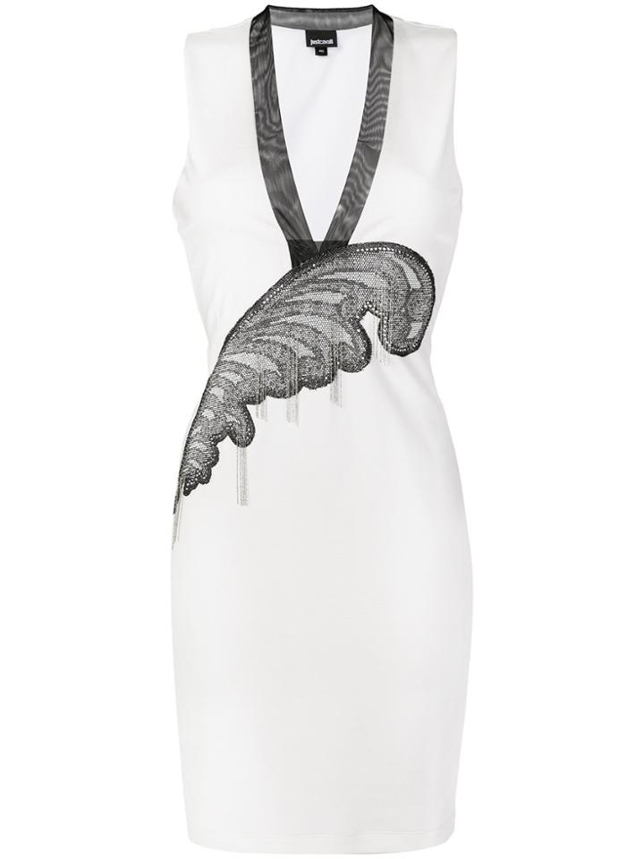 Just Cavalli Embroidered Detail Midi Dress - White