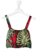Mc2 Saint Barth Kids Leaf Print Top - Black