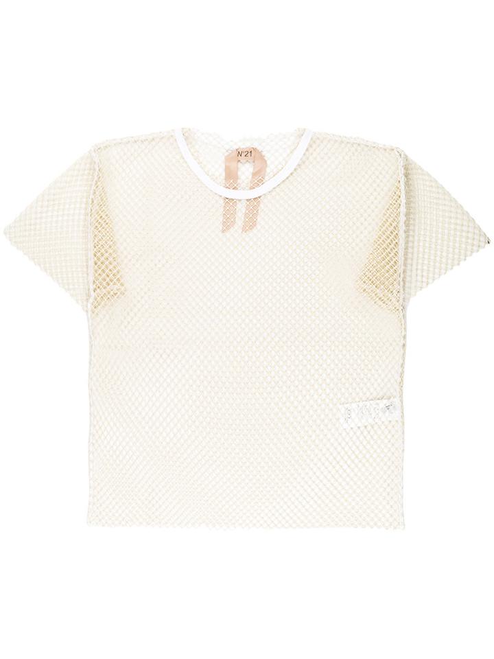 No21 Mesh T-shirt, Women's, Size: 44, Yellow/orange, Cotton/polyester