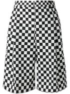 Givenchy Checkered Print Shorts, Men's, Size: 48, Black, Polyamide/cupro