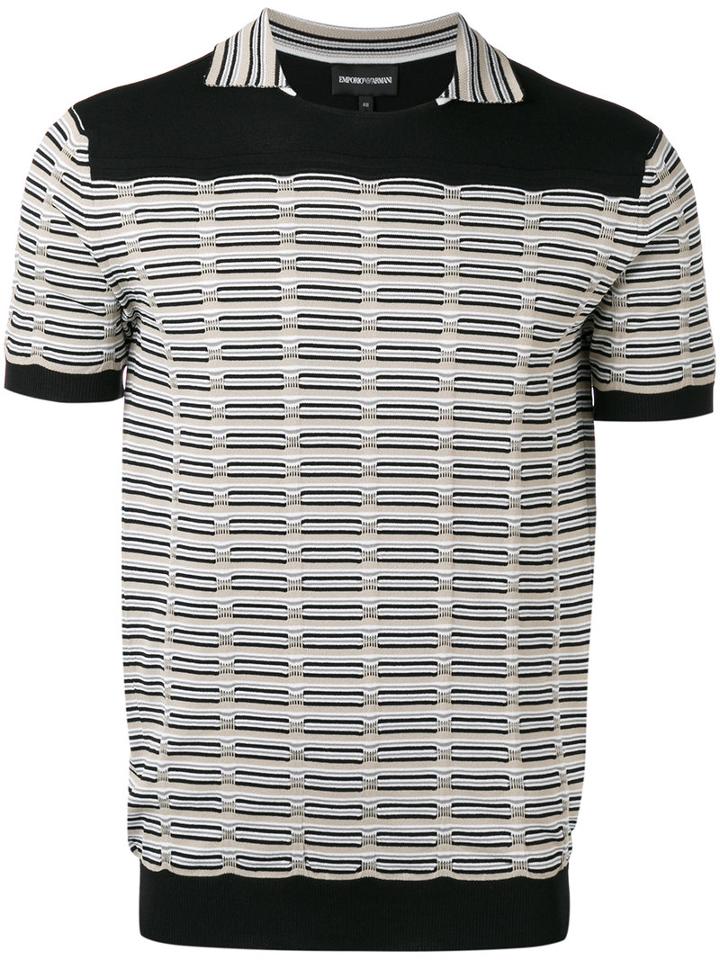 Emporio Armani Knitted Detail Contrast T-shirt, Men's, Size: 48, Black, Viscose/polyamide