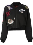 Yazbukey Multi-patch Bomber Jacket, Women's, Size: Medium, Black, Spandex/elastane/viscose