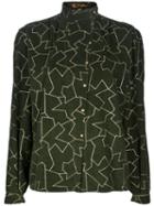 Thierry Mugler Vintage Pattern Blouse, Women's, Size: 42, Green