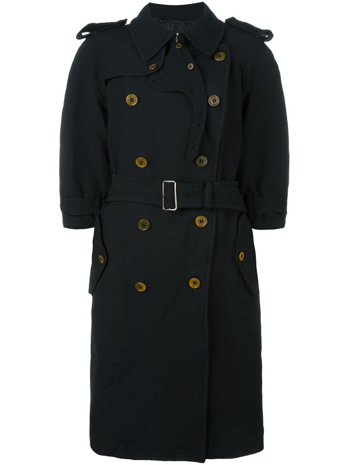 Comme Des Garçons Comme Des Garçons Double Breasted Coat, Women's, Size: Large, Black, Polyester