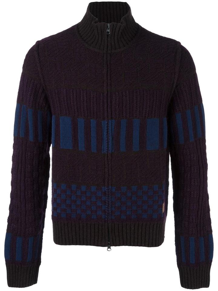 Al Duca D'aosta 1902 Colour Block Knitted Zip Cardigan - Red