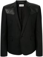 Saint Laurent Leather Panel Blazer - Black