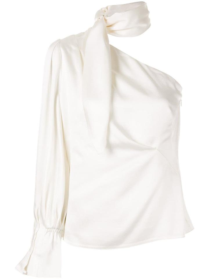 Peter Pilotto Satin One Shoulder Tie Top Peter Pilotto - White