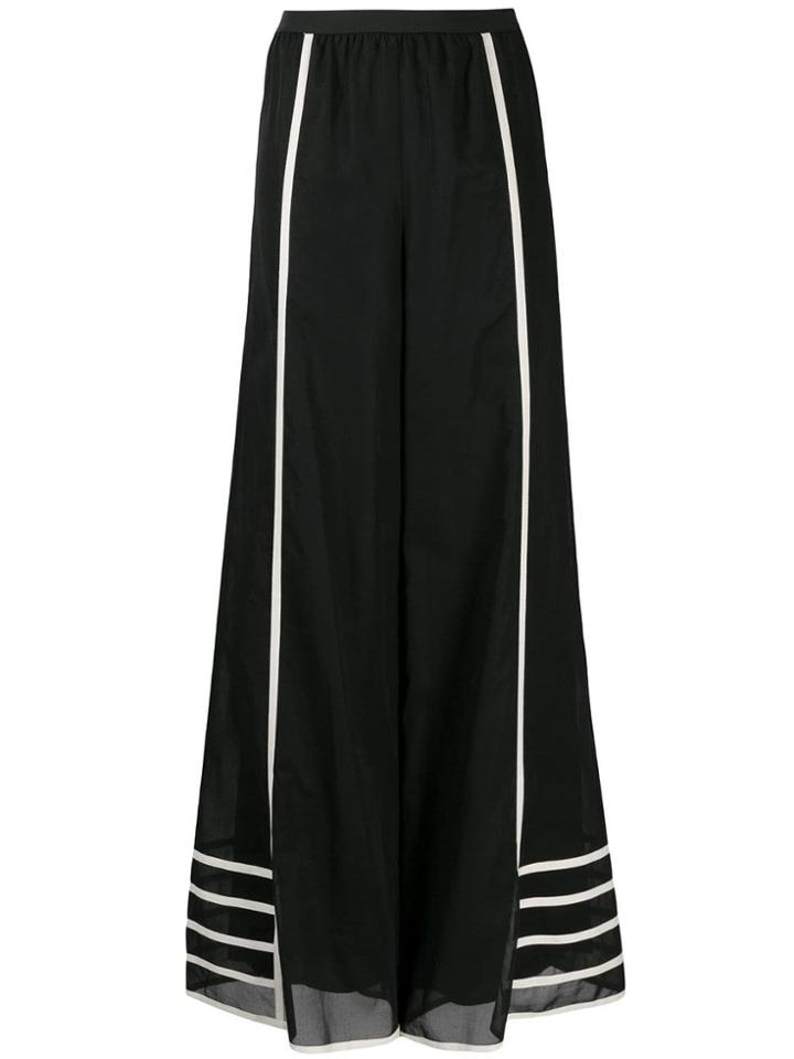 Pierantoniogaspari Contrast-trim Flared Trousers - Black