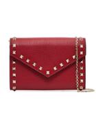 Valentino Red Rockstud Leather Clutch Bag