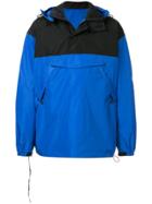 Unravel Project Contrast Panel Hooded Windbreaker - Blue