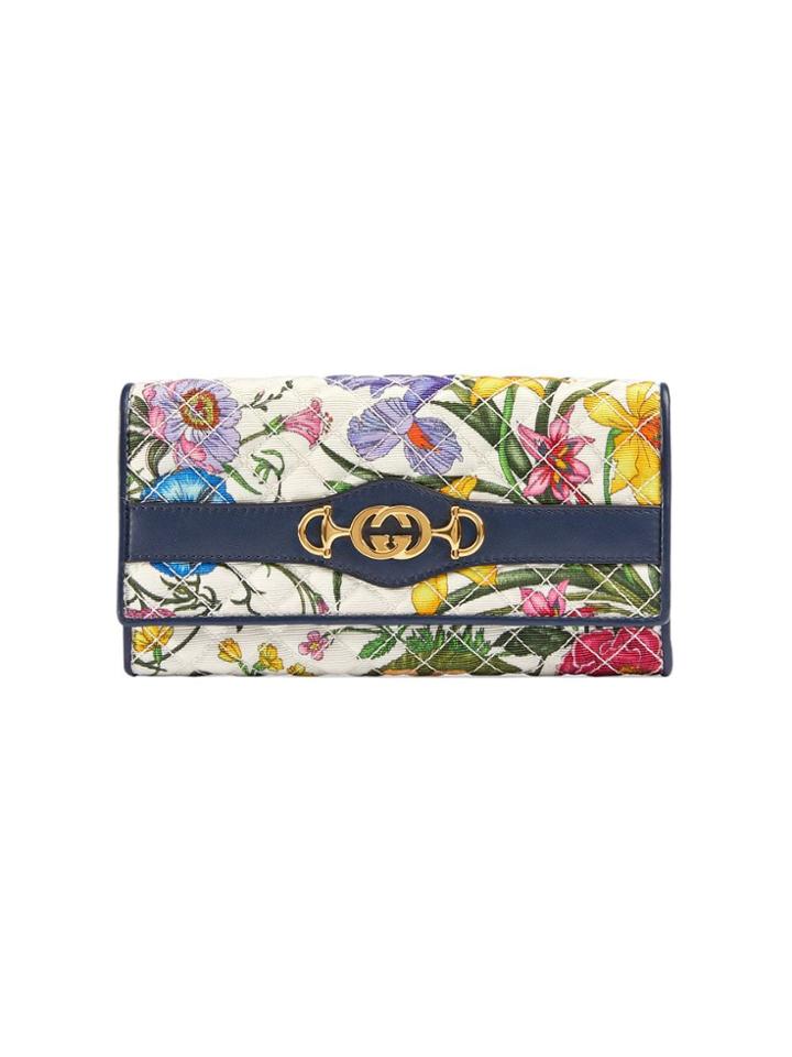 Gucci Flora Print Continental Wallet - White
