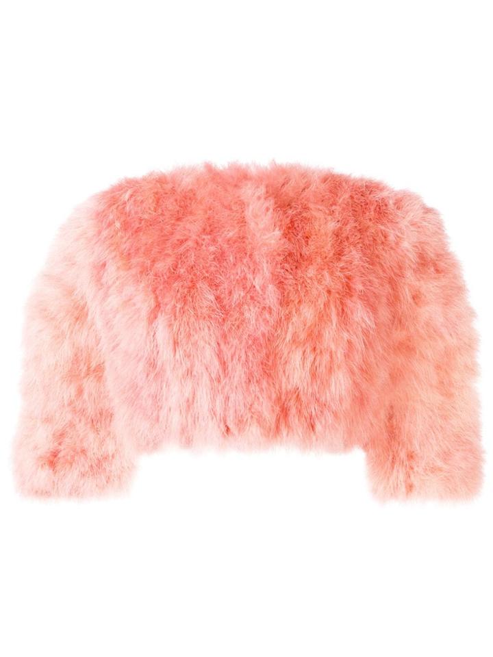 Alberta Ferretti Cropped Feather Jacket - Pink & Purple