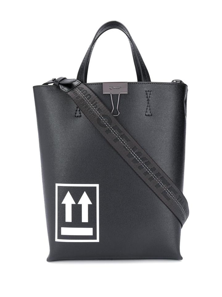 Off-white Binder Clip Arrow Print Tote - Black