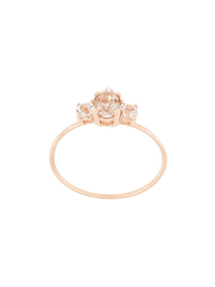Natalie Marie 9kt Rose Gold Pear Trio Quartz And Topaz Ring - Pink