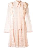Giamba Lace Embroidered Flared Dress - Nude & Neutrals