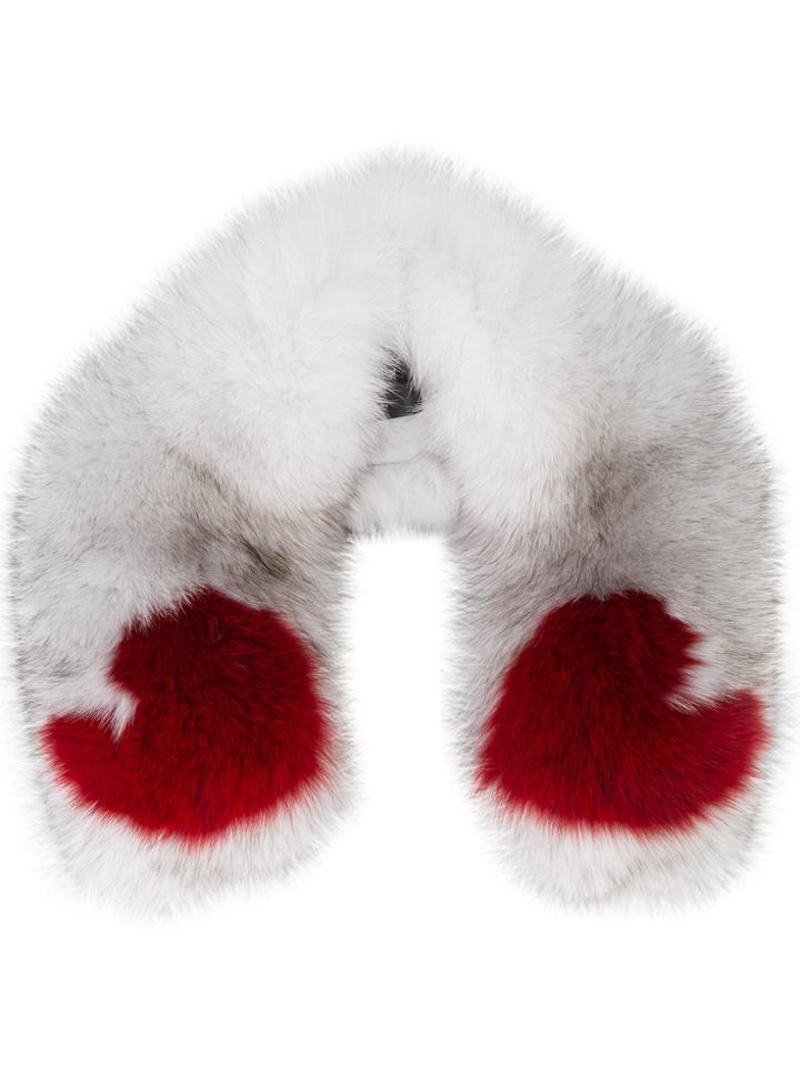Mr & Mrs Italy Heart Print Groenlandia Fur Collar - White