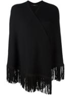 Steffen Schraut Fringed Cape, Women's, Size: 36, Black, Polyamide/polyester/viscose/cashmere