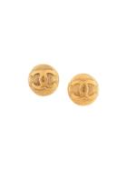 Chanel Vintage Cc Round Earrings - Gold