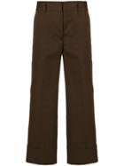 Prada Cropped Logo Trousers - Brown